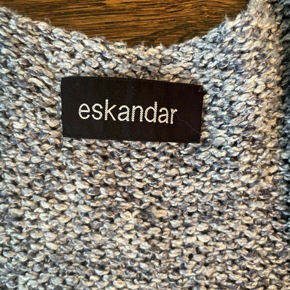 Eskandar Open Sweater Vest Waistcoat Gray Oversize Knit-One Size - Picture 2 of 9